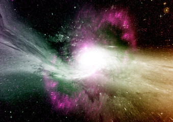 Stars, dust and gas nebula in a far galaxy