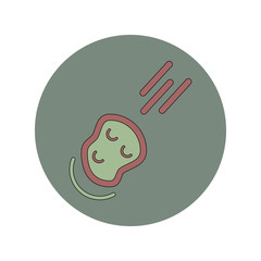 Vector illustration in flat design of space meteorite falling