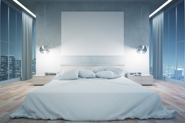 Modern bedroom at night