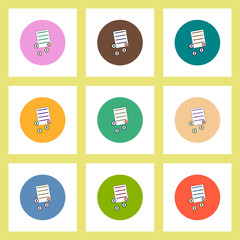 flat icons set of get money for paper contract concept on colorful circles