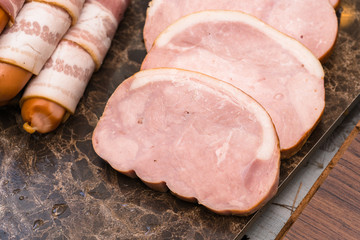 ham on wood background