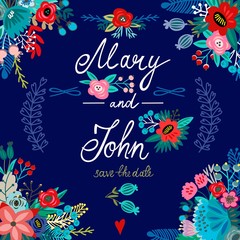 Gentle Vector Floral save the date card, Can be used for holidays, wedding and greeting cards.