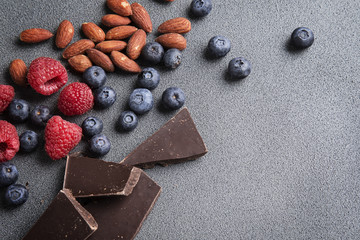 Fresh Fruit Berries Chocolate and Nuts