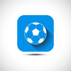 Blue Flat Football ball Vector icon. Soccer ball Icon.