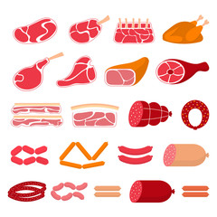 Vector flat illustration of meat products