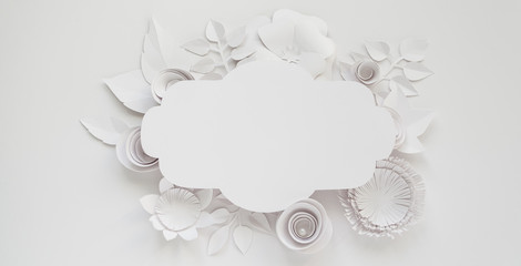 vintage frame with paper flowers