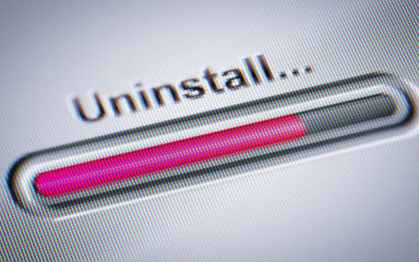 Process of Uninstall on a screen.