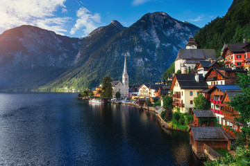 Fototapeta na wymiar Scenic panoramic view of the famous mountain village