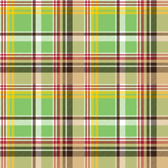 Fabric texture plaid green madras seamless pattern