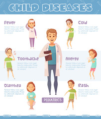 Child Diseases Cartoon Infographics