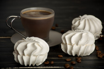 White zephyr with cup of coffee