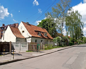 Naklejka premium Kaliningrad, Russia. Spring on Tchkalov Street