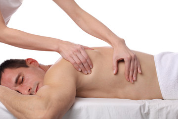 Obraz na płótnie Canvas Man having massage. Relaxation, body care treatment, spa, wellness concept