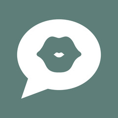 Icono plano mensaje besos en fondo gris