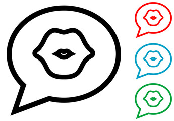 Icono plano silueta mensaje besos varios colores