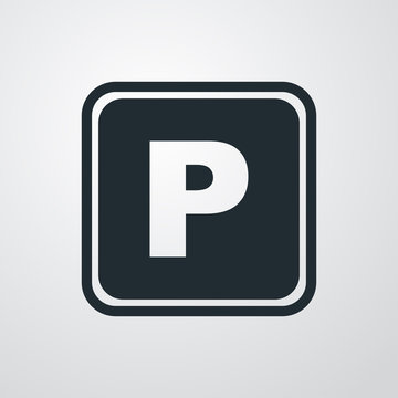 Icono plano simbolo parking en fondo degradado