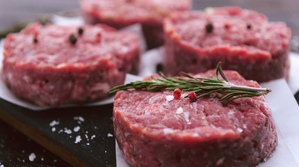 the formation of ground beef for grilling burger