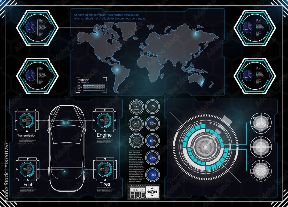 Poster futuristic user interface. hud ui. abstract virtual graphic touch user interface. hud background out