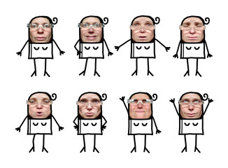 Fototapeta premium Cartoon characters with funny faces - Women