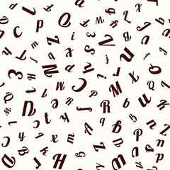 Vector seamless pattern with letters of the alphabet in random order