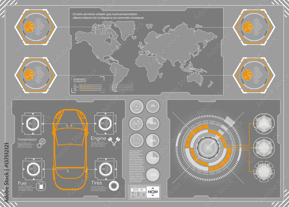 Poster hud background outer space. infographic elements. futuristic user interface. web interface elements.