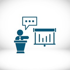 lectern with microphone icon stock vector illustration flat design