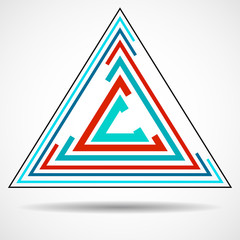 Abstract technology triangle with lines, geometric logo, vector