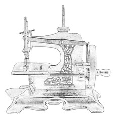 Illustration of old small sewing machine