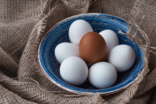 Fresh eggs are collected for cooking
