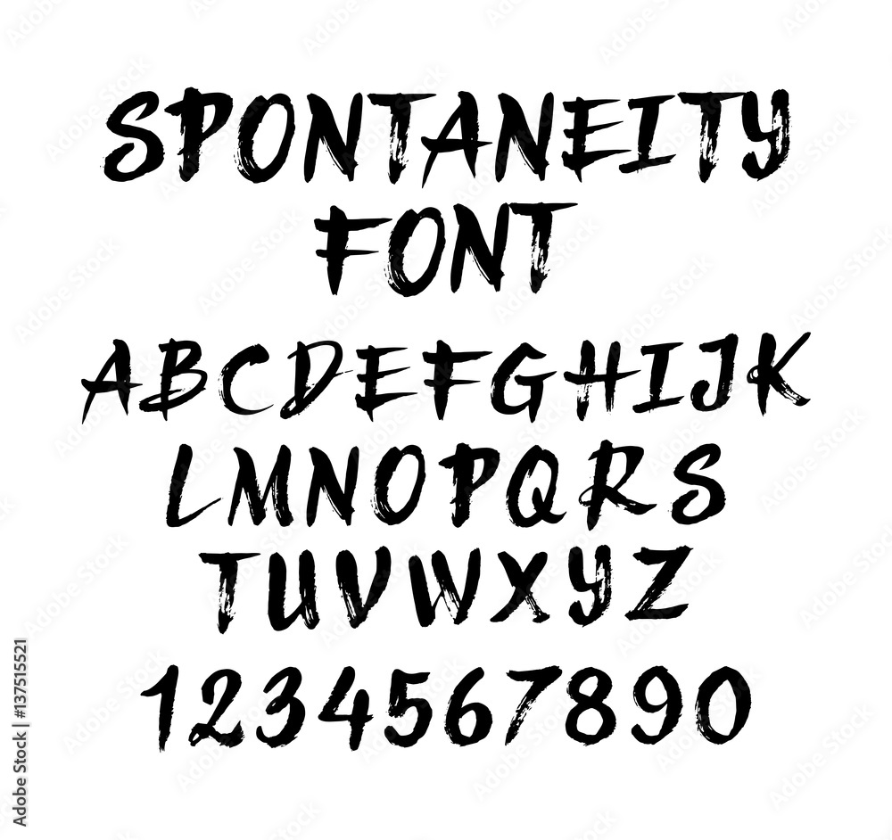 Fototapete Spontaneity vector font.Alphabet. uppercase character and numbers. Good use for cover title, letterhead, or any design title You want. Easy to use, edit or change color. 