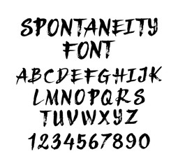 Spontaneity vector font.Alphabet. uppercase character and numbers. Good use for cover title, letterhead, or any design title You want. Easy to use, edit or change color. 