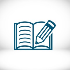open book and pencil icon stock vector illustration flat design