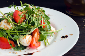 Fresh, summer salad with arugula leaves