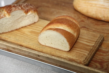 Fresh fragrant bread on the table. Food concept