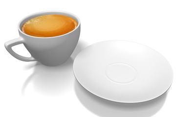 3D coffee cup with plate.