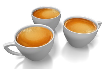 3D three coffee cups.