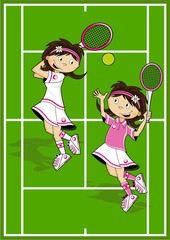 Cute Cartoon Tennis Girl