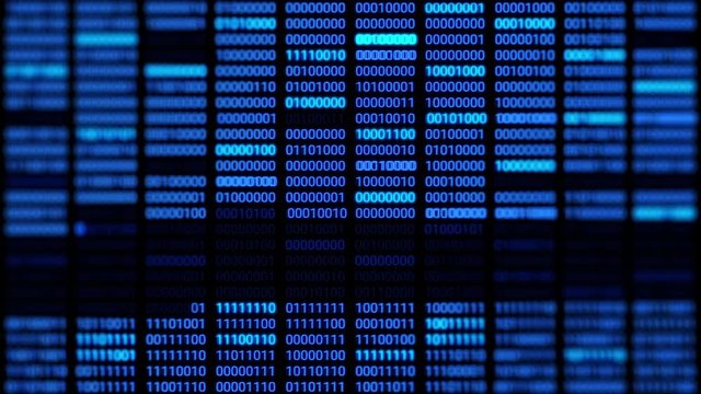 Binary code. The running blue numbers.