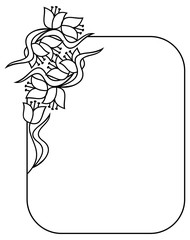 Elegant frame with contours of flowers. Copy space. 