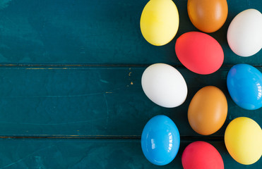 Easter eggs and space for text,  Festive decoration. Happy Easter CARD! 