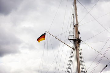 German Flag On A Sailing Ship