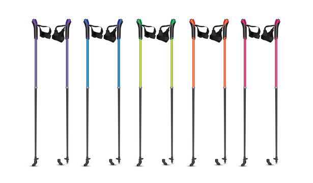 Vector Illustration Of Nordic Walking Poles.