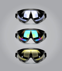 Vector illustration of winter ski goggles for men.
