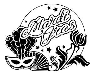 Silhouette frame with carnival masks and artistic written text 