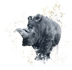 Portrait Of A Rhinoceros watercolor