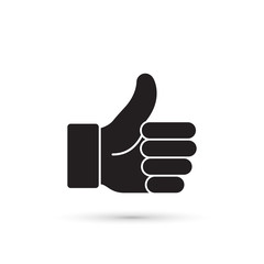 Thumb up vector black icon.