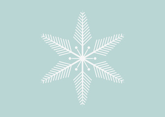 Editable Snowflake Vector in Winter White Color and Blue Background