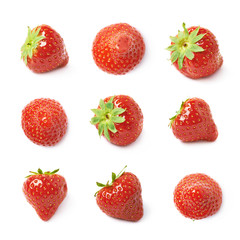 Single ripe red strawberry isolated
