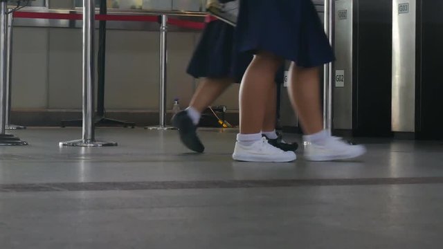 BANGKOK THAILAND - November 12, 2016. BTS Siam Paragon on November 12, 2016. in Bangkok,BTS Skytrain train of the mass transport rail network can carry over 1,000 passengers Bangkok, Thailand