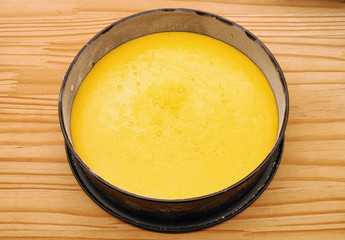 Dough cake paradise, eggs and flour whipped